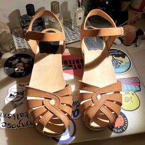 Swedish Hasbeens wooden clog sandals